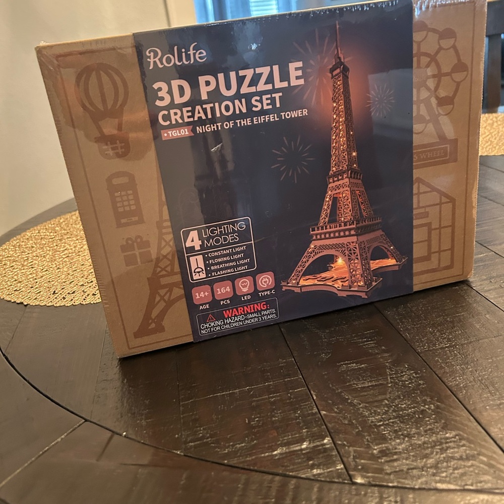 Brown and Black 3D Puzzle Box Eiffel Tower